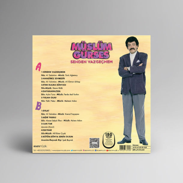 Müslüm Gürses Senden Vazgeçmem Plak (Müslüm Gürses hangimiz sevmedik  Plak)Schallplatte