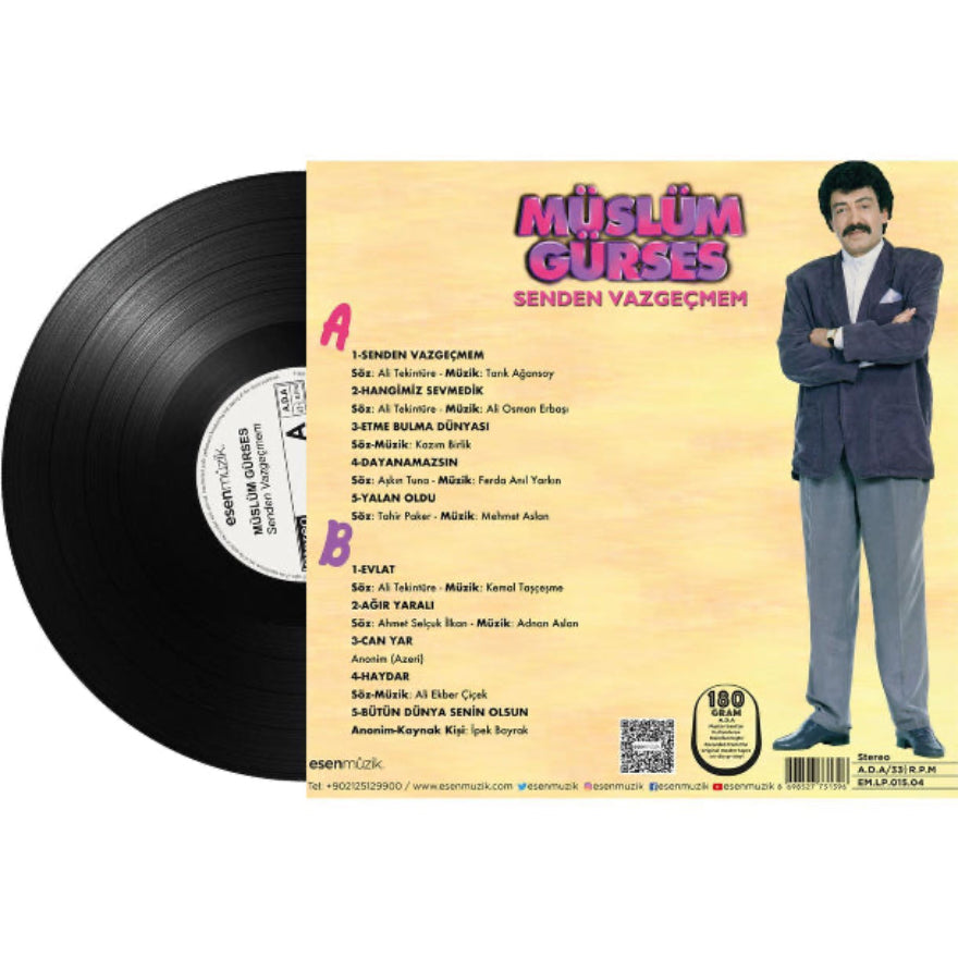 Müslüm Gürses Senden Vazgeçmem Plak (Müslüm Gürses hangimiz sevmedik  Plak)Schallplatte