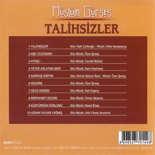 Müslüm Gürses - Talihsizler CD ( Müslüm Gürses CD ) Müslüm Gürses Talihsizler CD