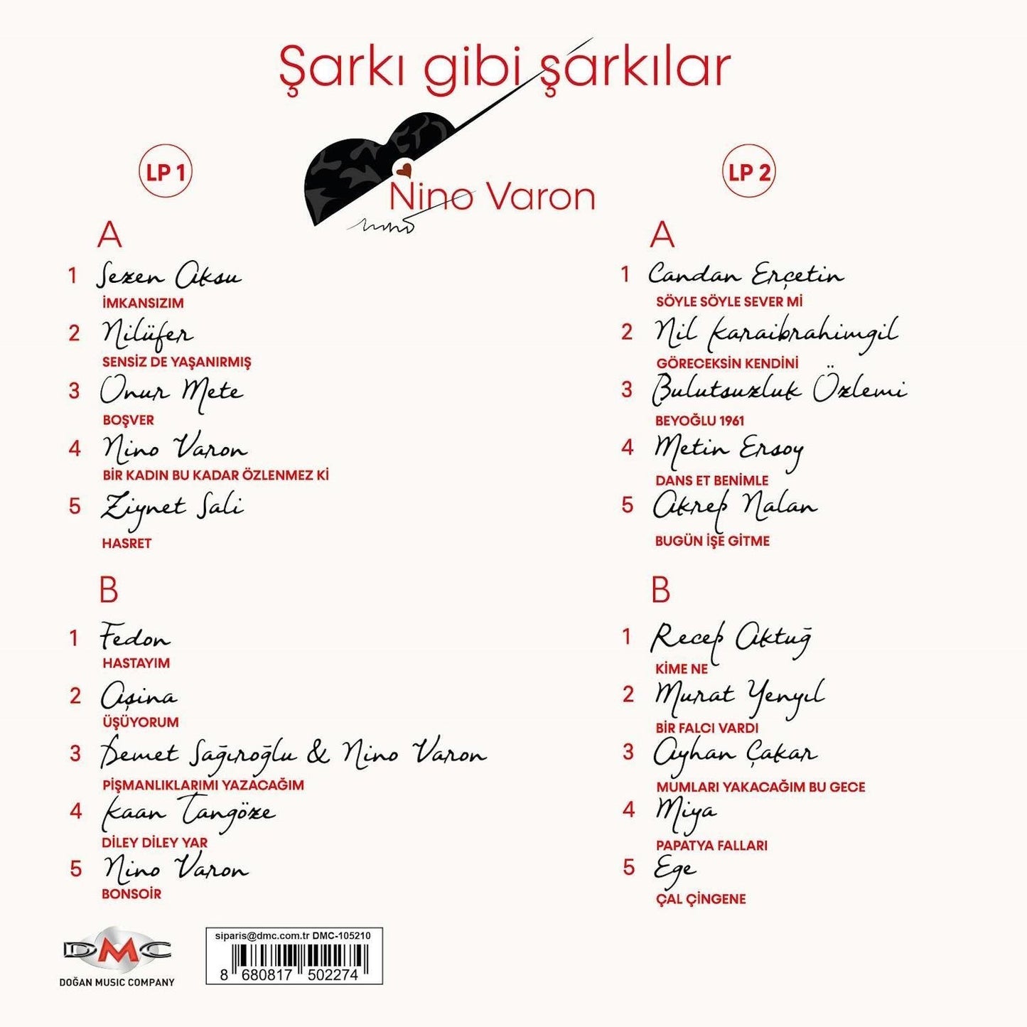 Nino Varon-Şarkı Gibi Şarkılar-Sarki Gibi Sarkilar Plak(2 Plak)Schallplatte