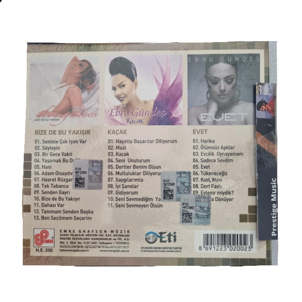 Ebru Gündeş - Arşiv CD( 3 CD Tek Fiyat ) Ebru Gündes CD | Bize de Bu Yakışır | Kacak |Kaçak | Evet | Albüm | CD
