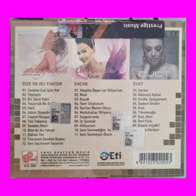 Ebru Gündeş - Arşiv CD( 3 CD Tek Fiyat ) Ebru Gündes CD | Bize de Bu Yakışır | Kacak |Kaçak | Evet | Albüm | CD