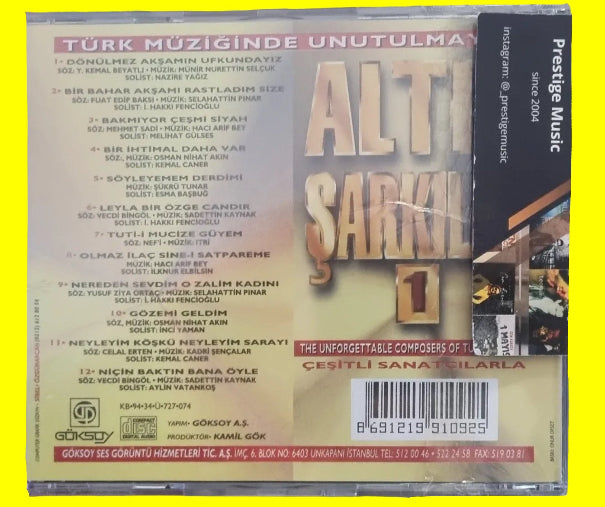 Türk Müziğinde Unutulmayan Altın Şarkılar - 1 (Türkische Kunstmusik | CD) Türk Sanat | Sanat | Müziği | CD