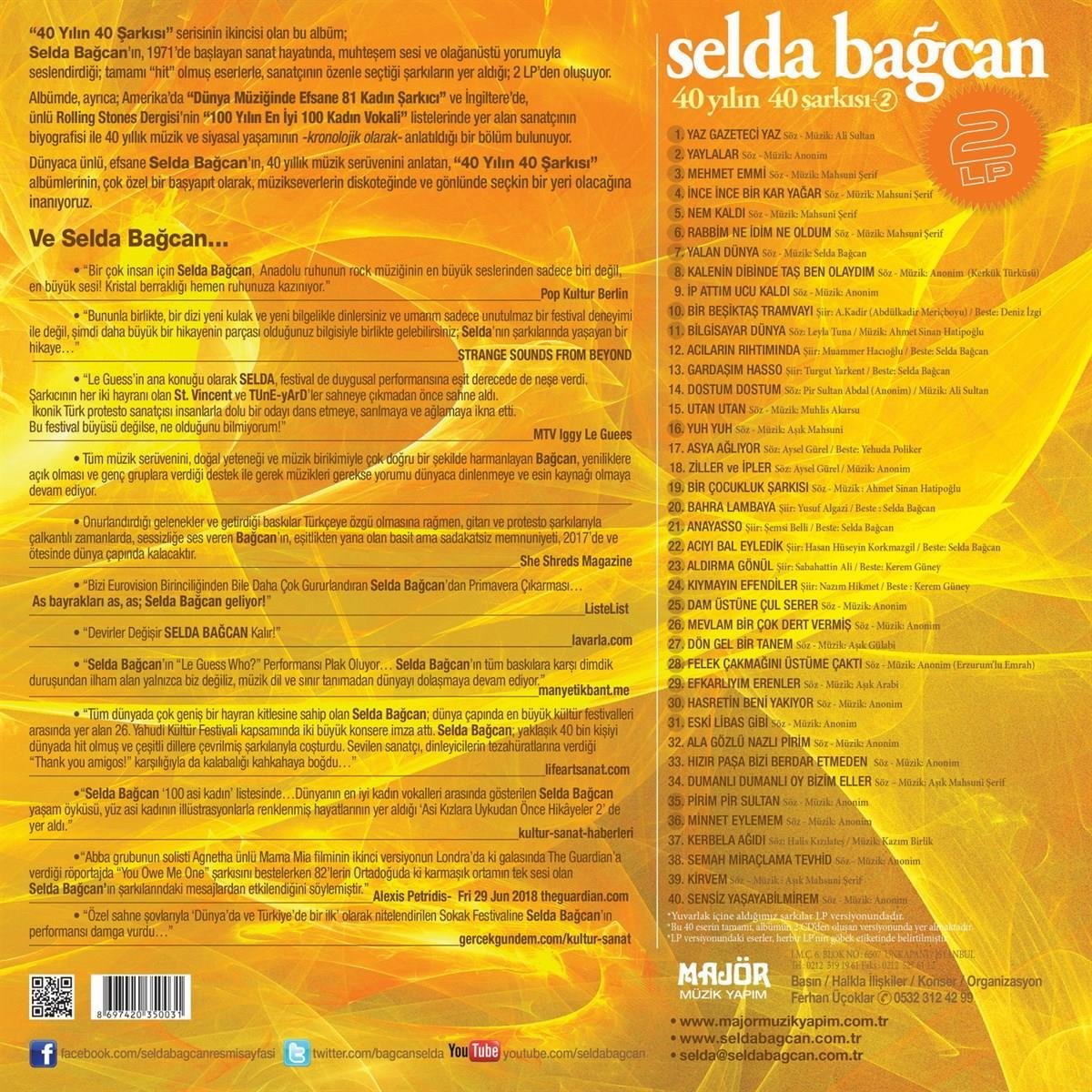 Selda Bağcan - Selda Bagcan-40 Yılın 40 Şarkısı -40 Yilin 40 Sarkisi 2 ( 2 Plak)Schallplatte