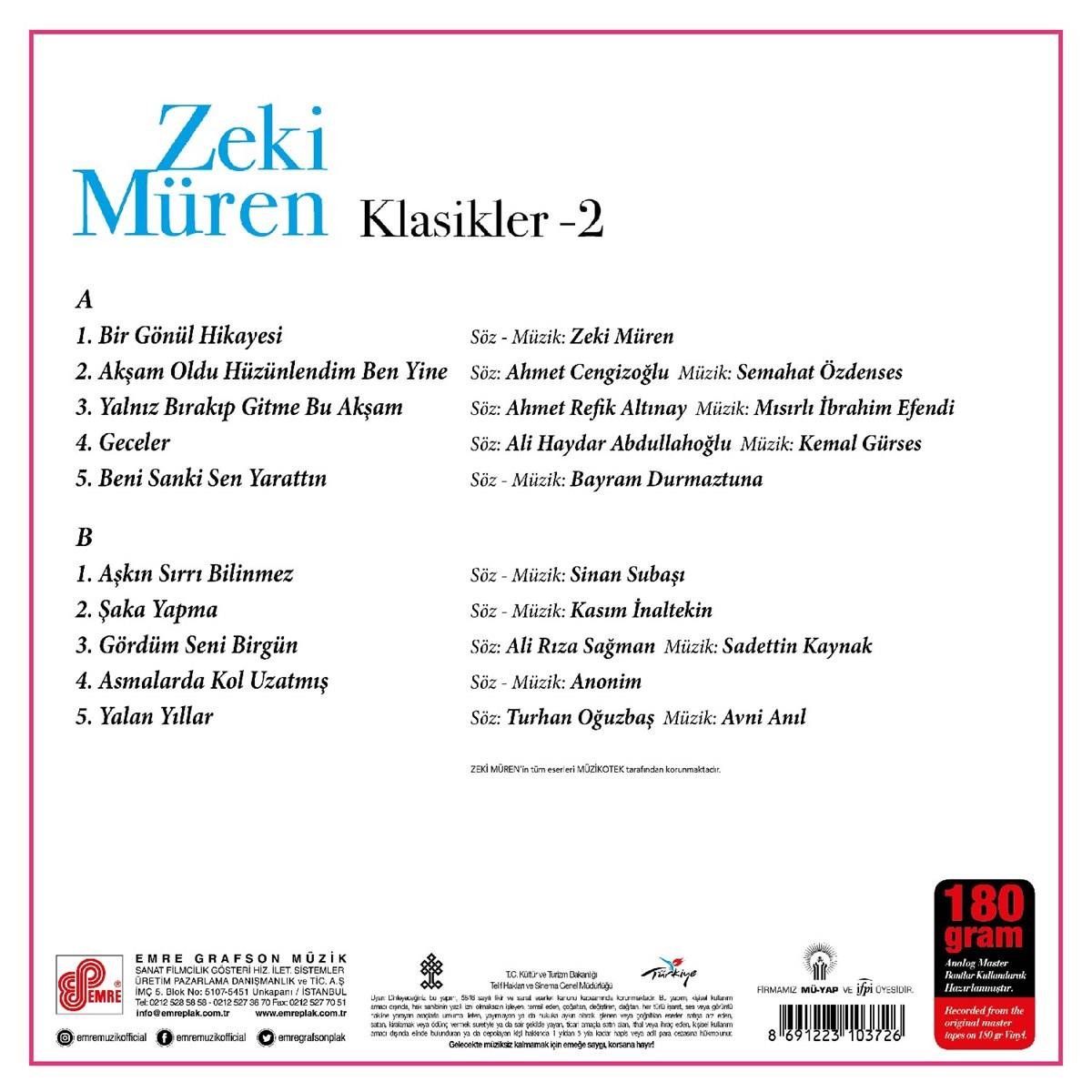 ZEKI MÜREN - Classics 2 (Dünden Bugüne 12) - Record - Vinyl - Plak