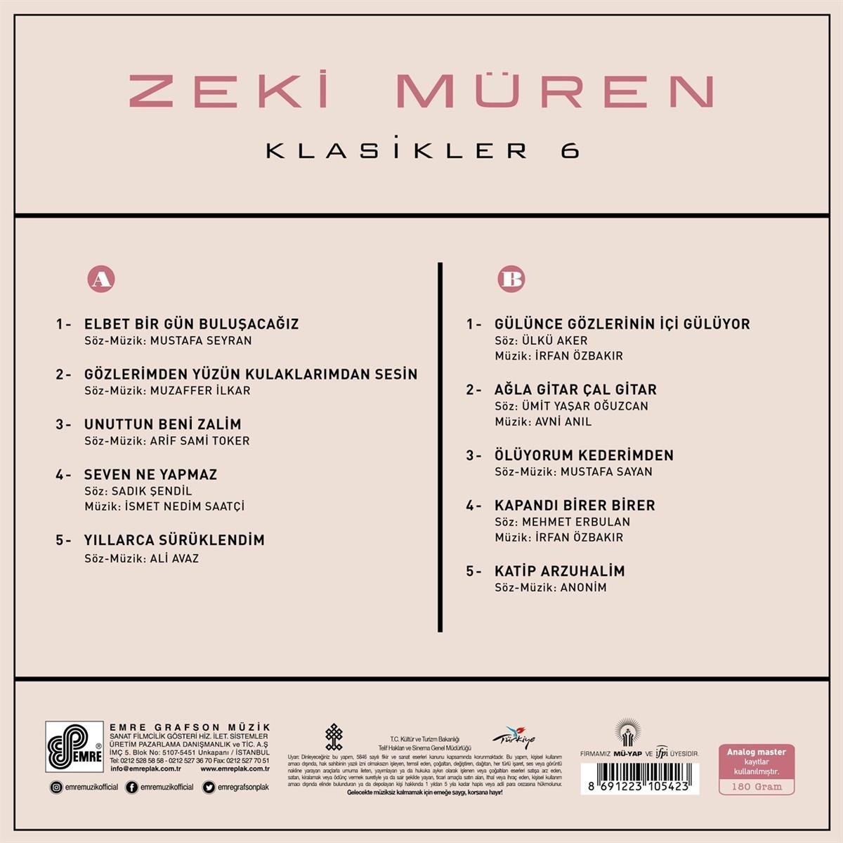 Zeki Müren Plak- Klasikler 6 (Plak)Schallplatte