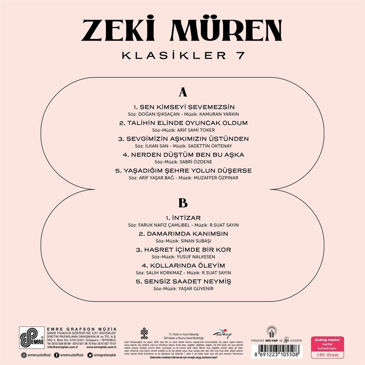 Zeki Müren - Klasikler 7(Plak)Schallplatte