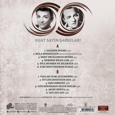 Zeki Müren Plak- Suat Sayın Şarkıları -Suat Sayin Sarkilari(Plak)